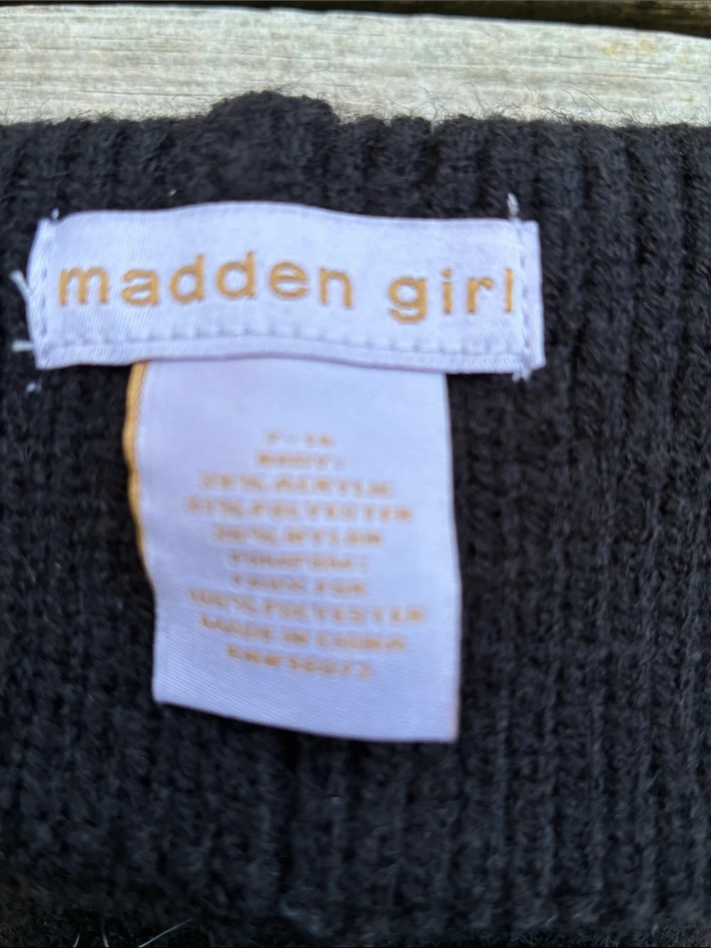Madden Girl Black Pom-Pom Beanie with Heart Studs